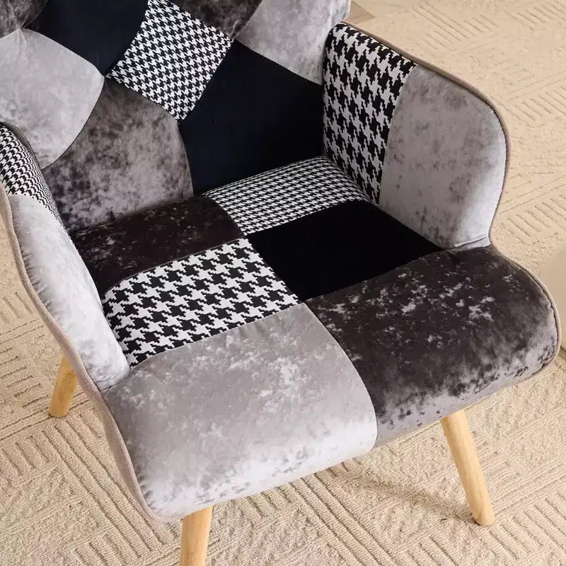Fauteuil d'appoint rembourré patchwork, fauteuil de salon à oreilles