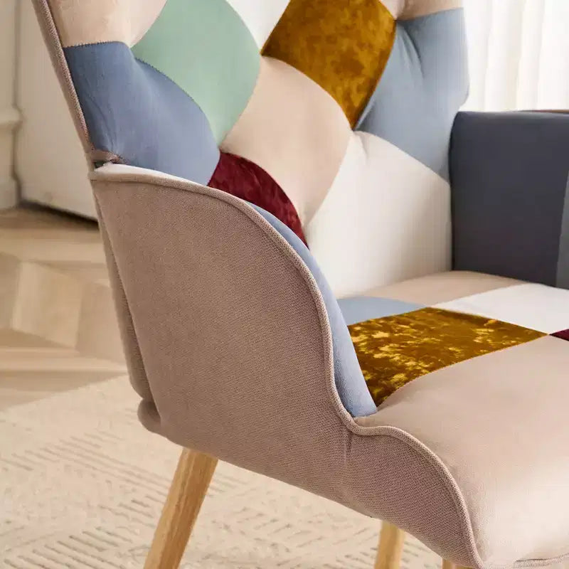 Fauteuil d'appoint rembourré patchwork, fauteuil de salon à oreilles