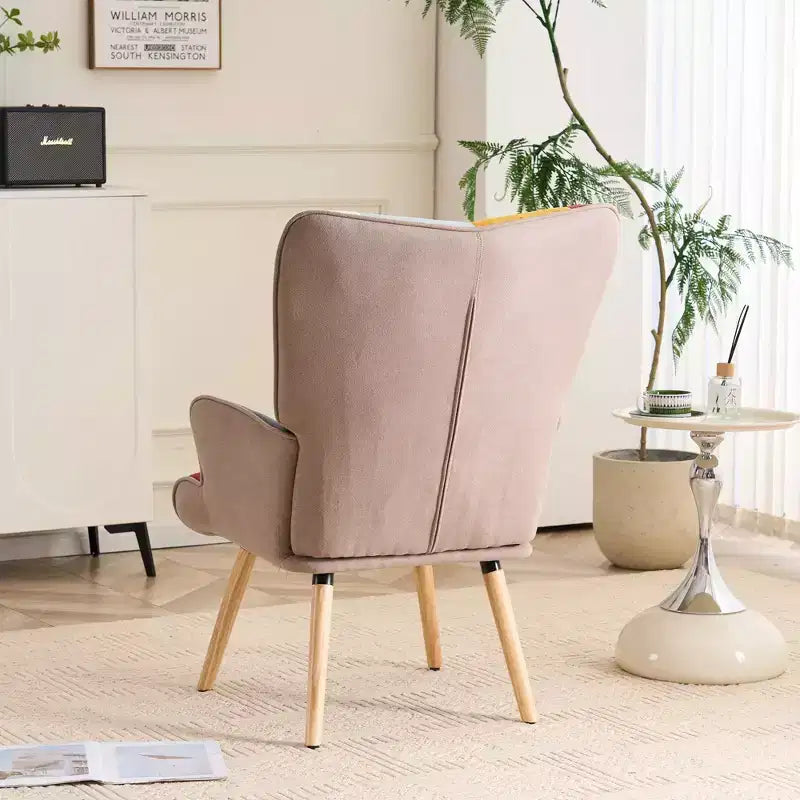 Fauteuil d'appoint rembourré patchwork, fauteuil de salon à oreilles
