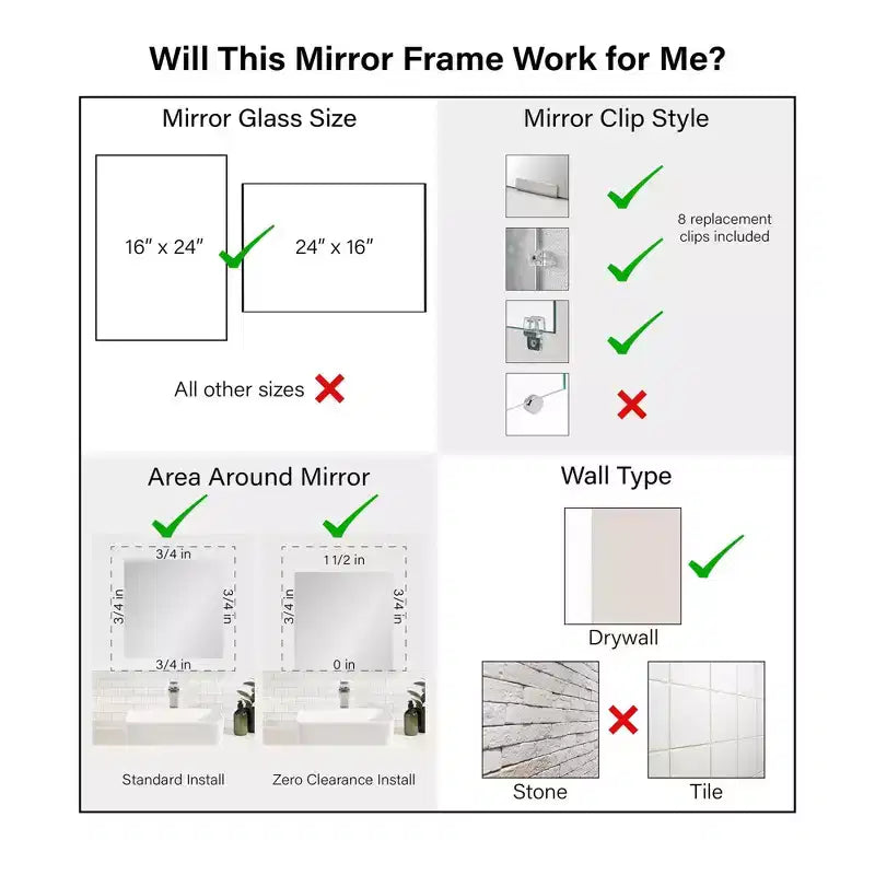 Cadre de miroir de salle de bain Mirror Makeover – Cadre autocollant entièrement assemblé