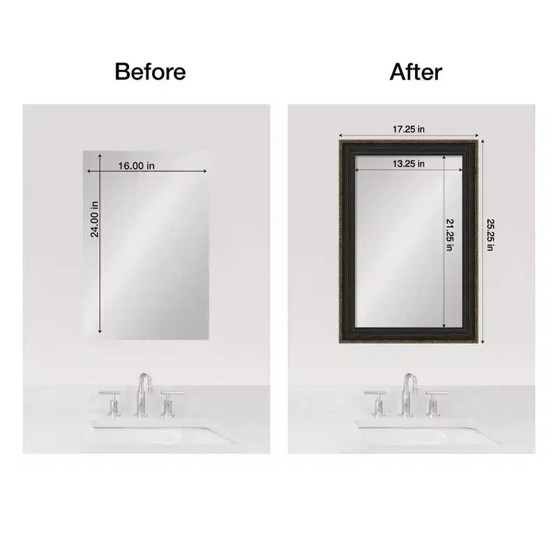Cadre de miroir de salle de bain Mirror Makeover – Cadre autocollant entièrement assemblé