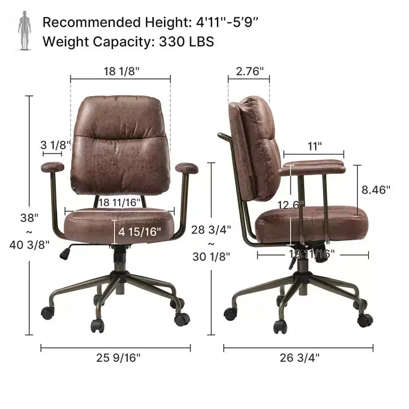 Chaise de bureau en similicuir suédé
