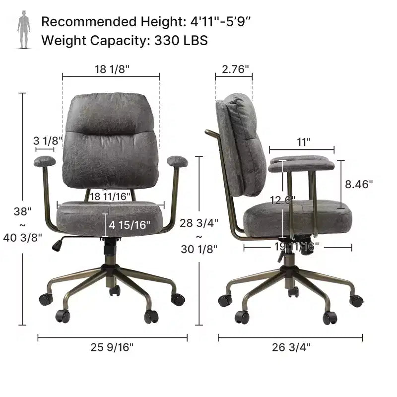 Chaise de bureau en similicuir suédé