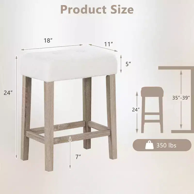 Tabourets de bar à hauteur de comptoir avec pieds en bois d'hévéa et repose-pieds, modernes pour la maison