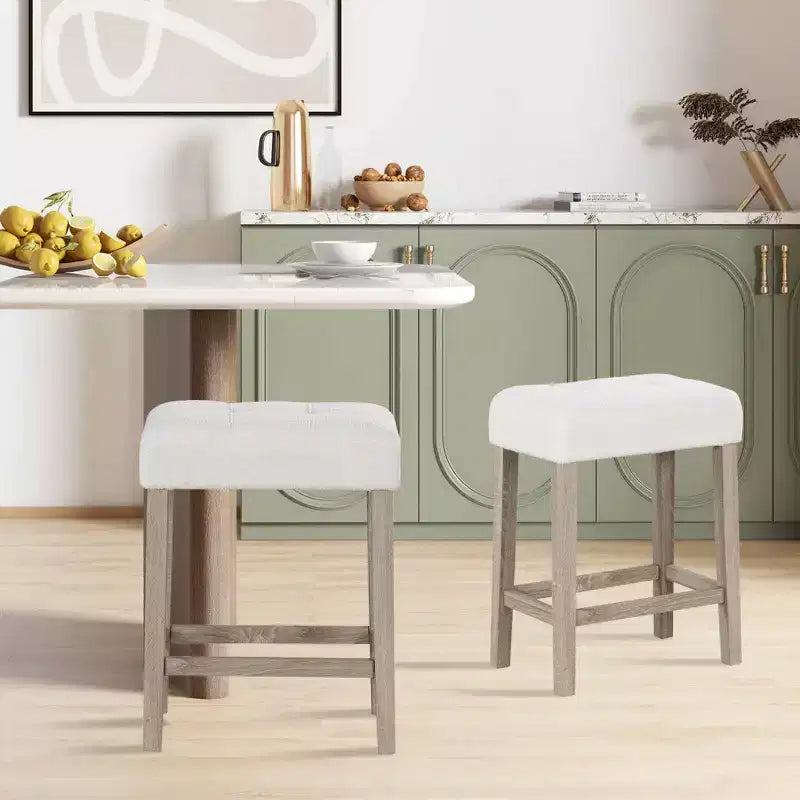 Tabourets de bar à hauteur de comptoir avec pieds en bois d'hévéa et repose-pieds, modernes pour la maison