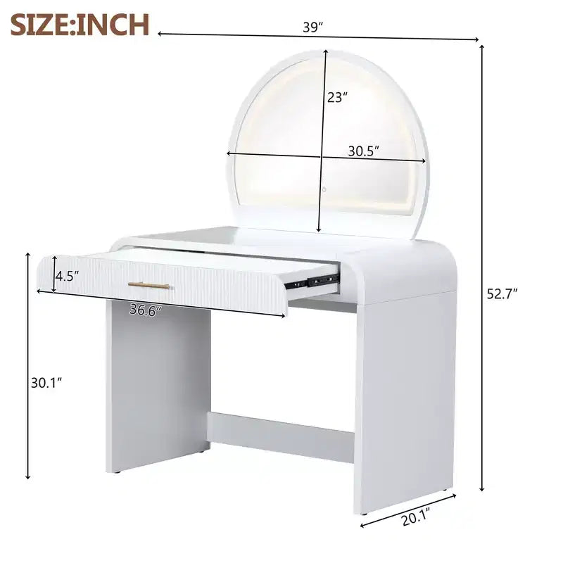 Coiffeuse 40W avec miroir lumineux à écran tactile