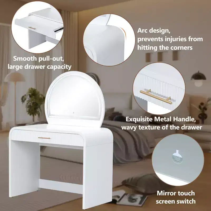 Coiffeuse 40W avec miroir lumineux à écran tactile