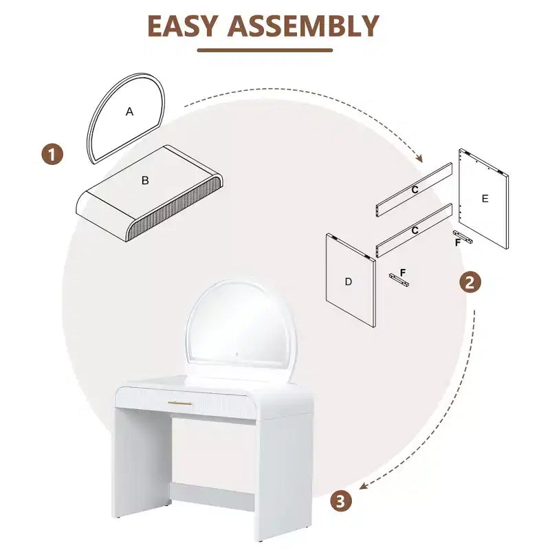 Coiffeuse 40W avec miroir lumineux à écran tactile