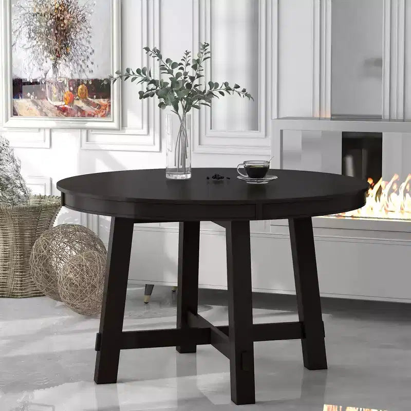 Table à manger de style rustique à base en X à 4 pieds avec rallonge de 40,6 cm