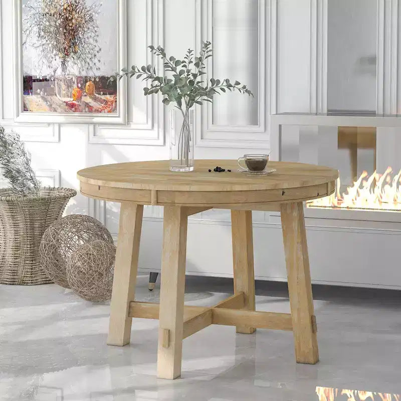 Table à manger de style rustique à base en X à 4 pieds avec rallonge de 40,6 cm