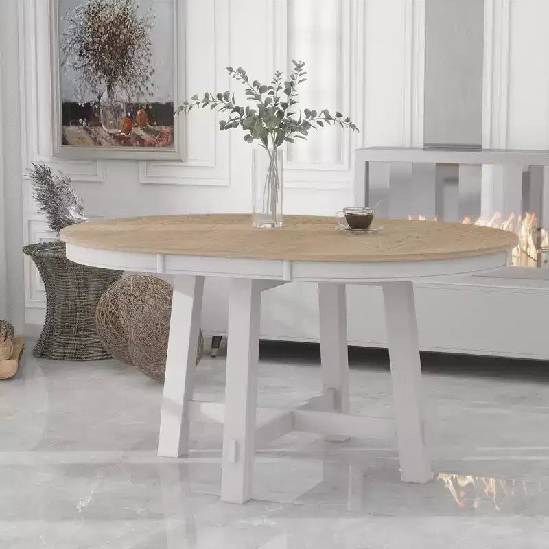 Whisen Farmhouse 4 Legs X-shaped Base Dining Table with 16 in. Leaf