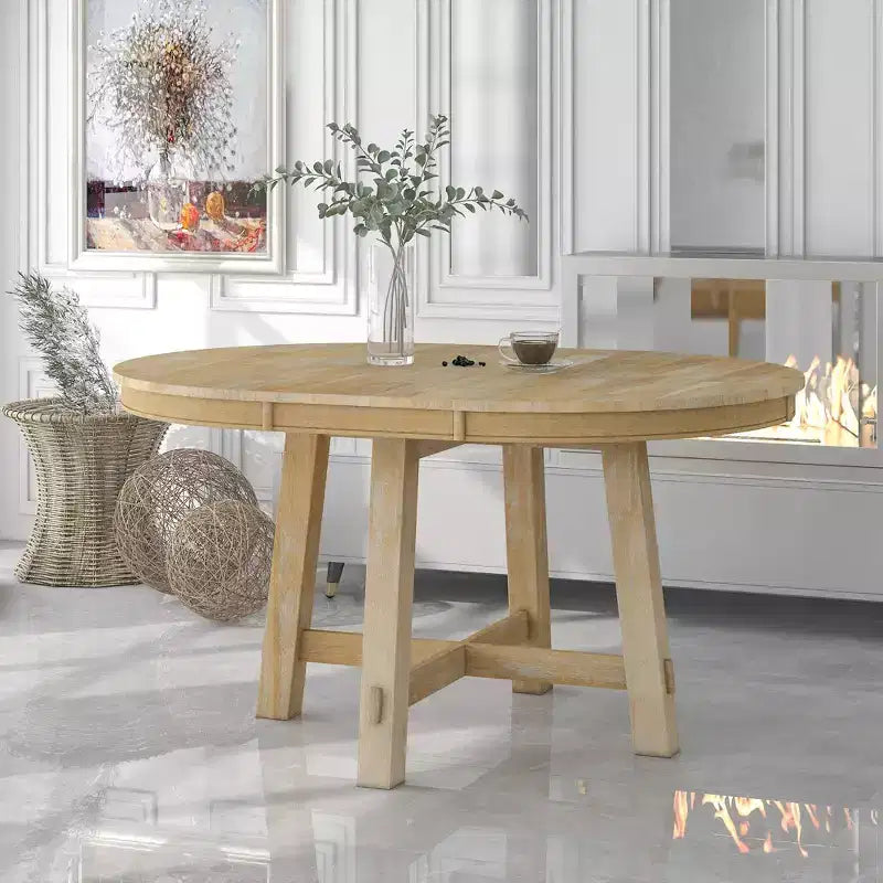 Table à manger de style rustique à base en X à 4 pieds avec rallonge de 40,6 cm