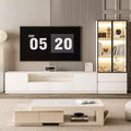 ATJafurn Modern White Living Room Media Center Set for 85 Inch TV, Includes TV Stands, Glass Display Cabinet and Nightstand for Apartment
