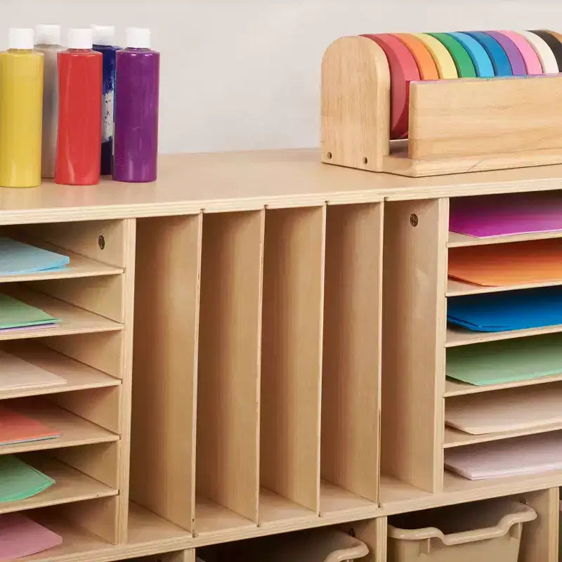 Meuble de rangement mobile multi-sections à plateaux avec compartiments de rangement cubiques