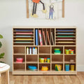 Meuble de rangement mobile multi-sections à plateaux avec compartiments de rangement cubiques