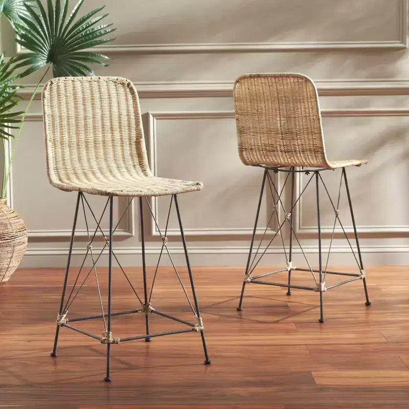 Tabouret de comptoir tissé
