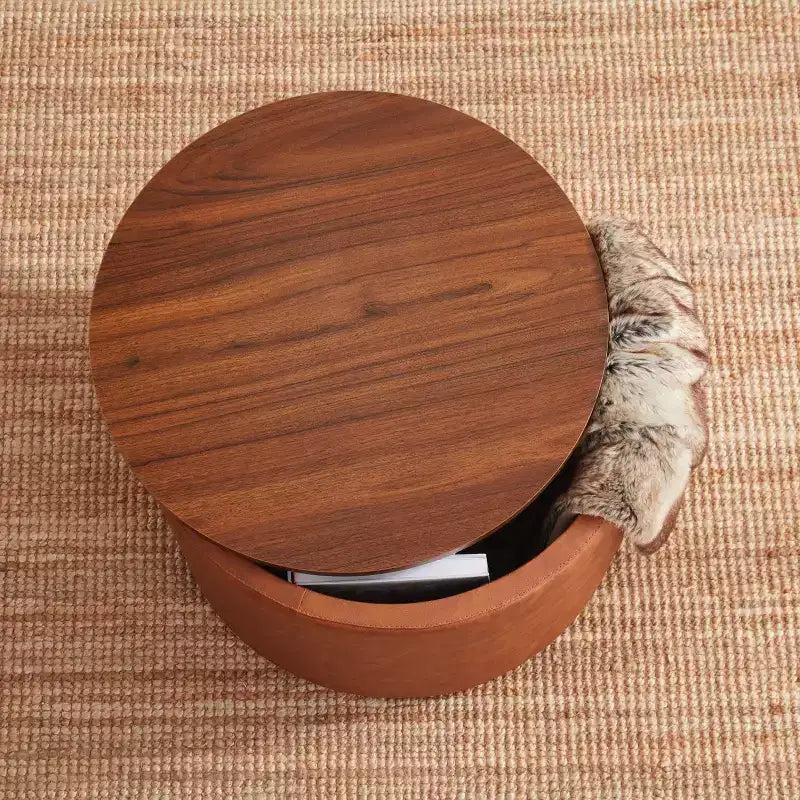 Grand pouf de rangement rond pour table basse de 22 pouces