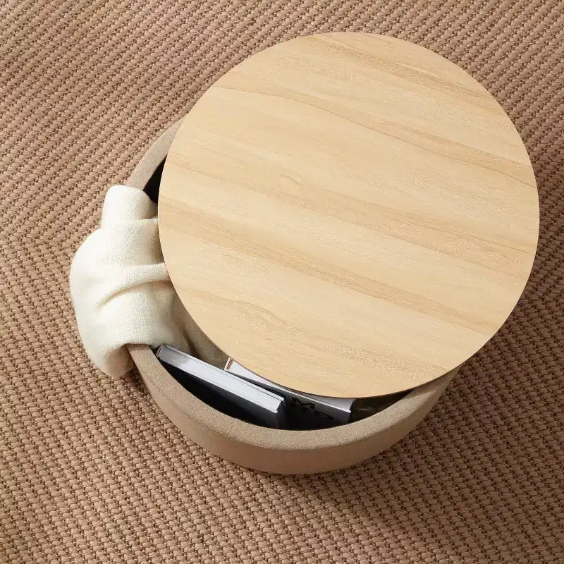 Grand pouf de rangement rond pour table basse de 22 pouces