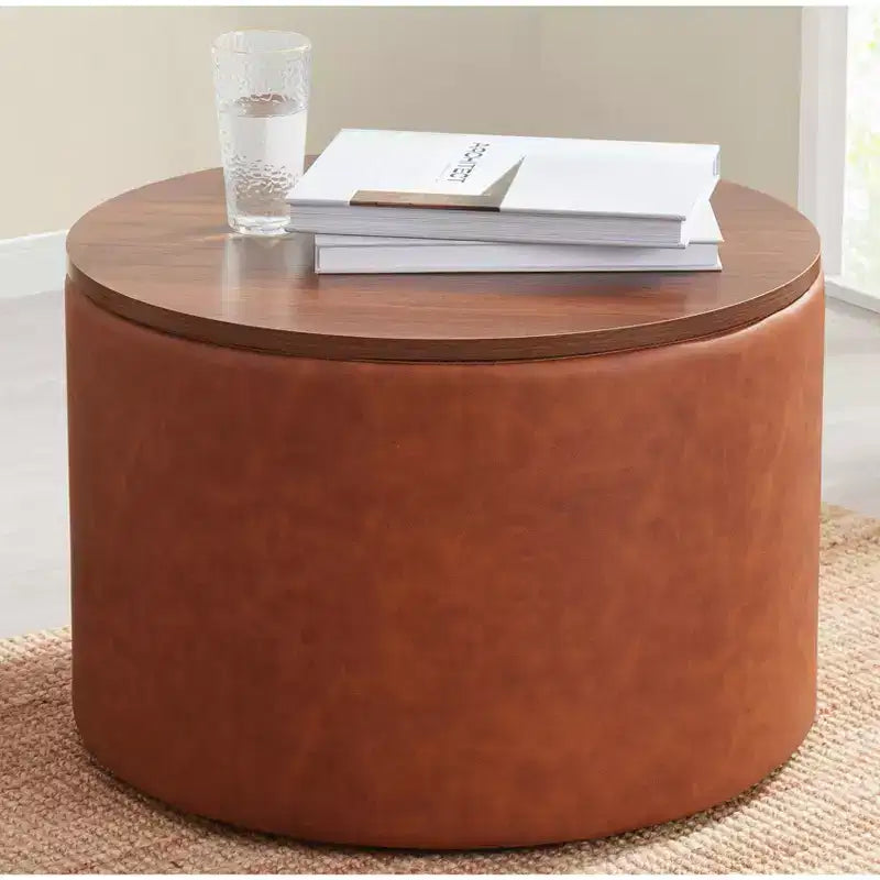 Grand pouf de rangement rond pour table basse de 22 pouces