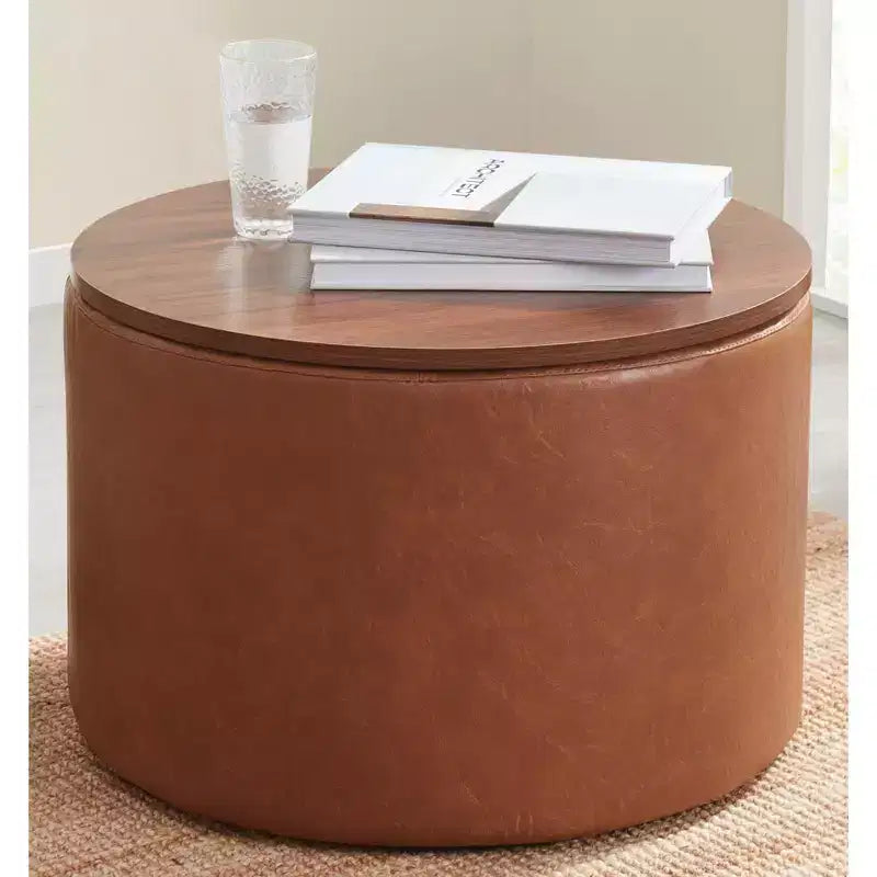 Grand pouf de rangement rond pour table basse de 22 pouces