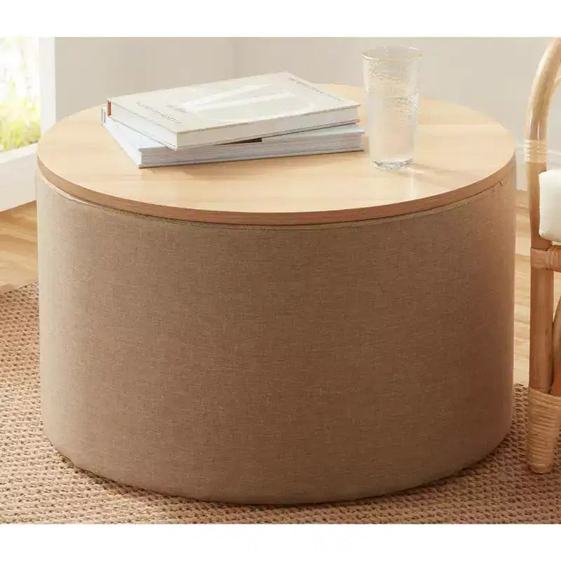 Grand pouf de rangement rond pour table basse de 22 pouces
