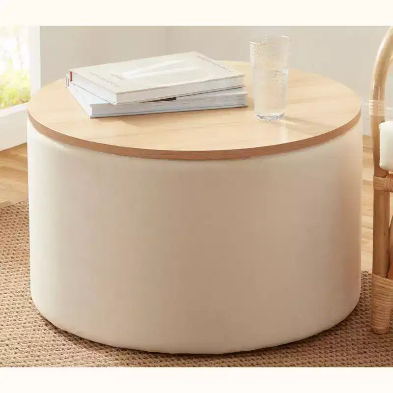 Grand pouf de rangement rond pour table basse de 22 pouces