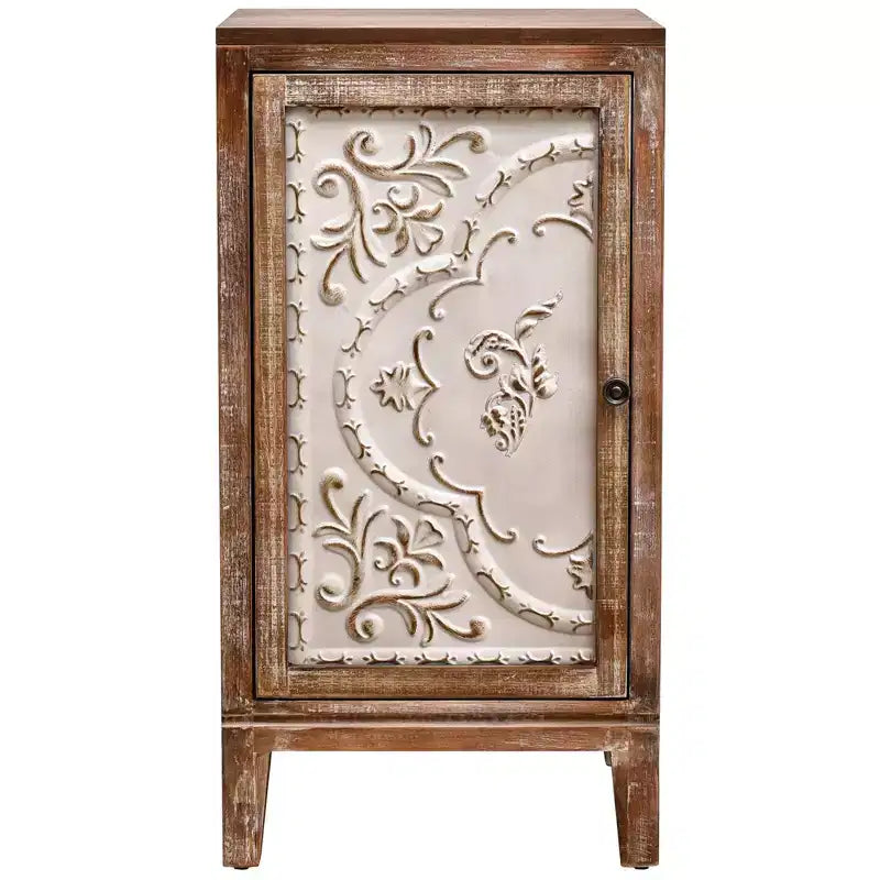 Table d'appoint florentine vintage avec panneau de porte floral