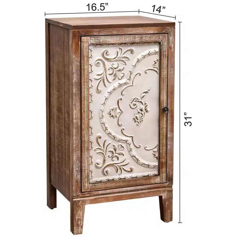 Table d'appoint florentine vintage avec panneau de porte floral