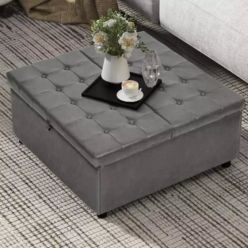 Pouf carré de rangement, grande table basse pouf, pouf géant 226 kg