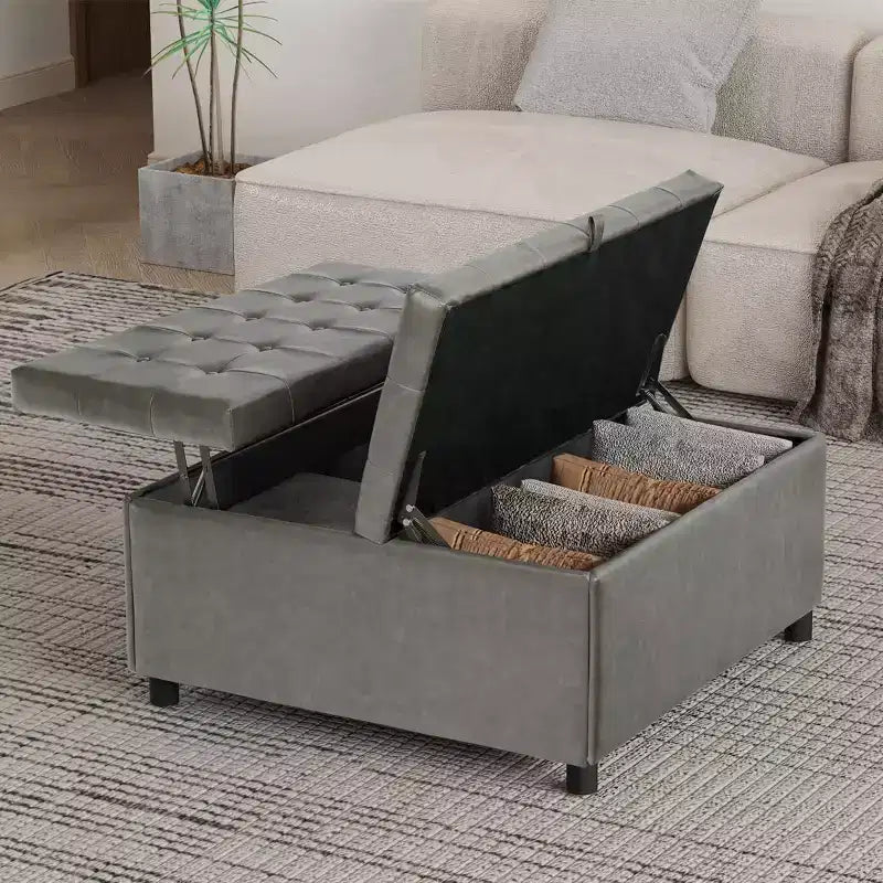 Pouf carré de rangement, grande table basse pouf, pouf géant 226 kg