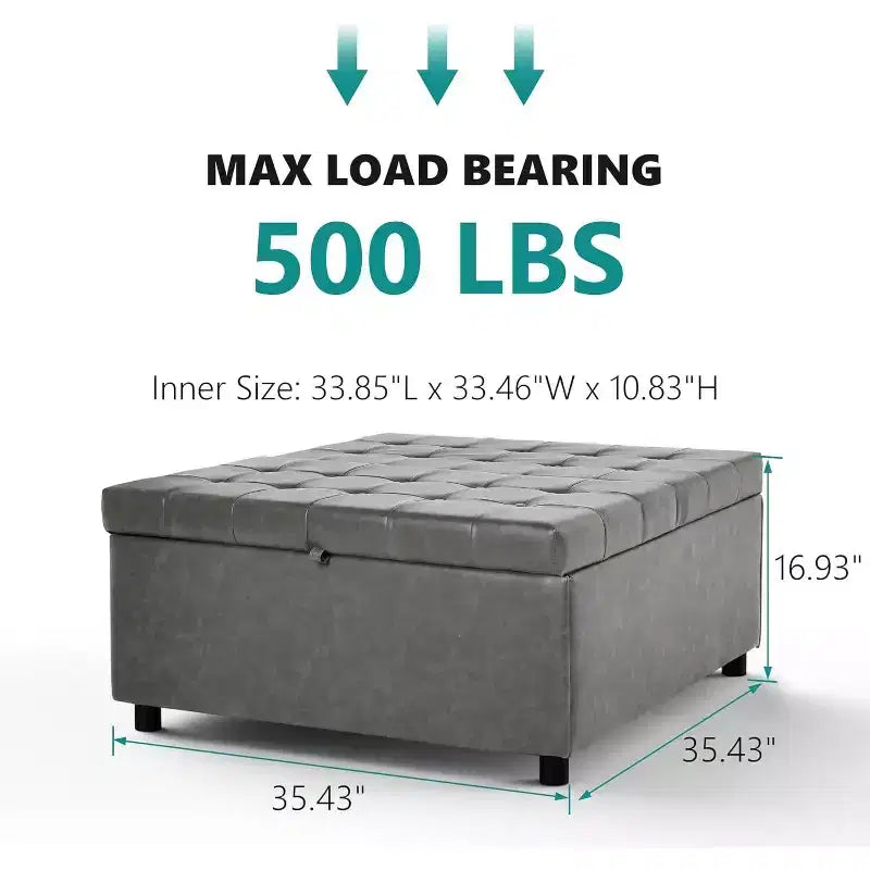 Pouf carré de rangement, grande table basse pouf, pouf géant 226 kg