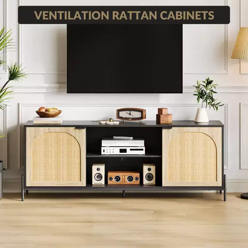 Meuble TV 3 tiroirs pour salon, meuble de rangement pour divertissement
