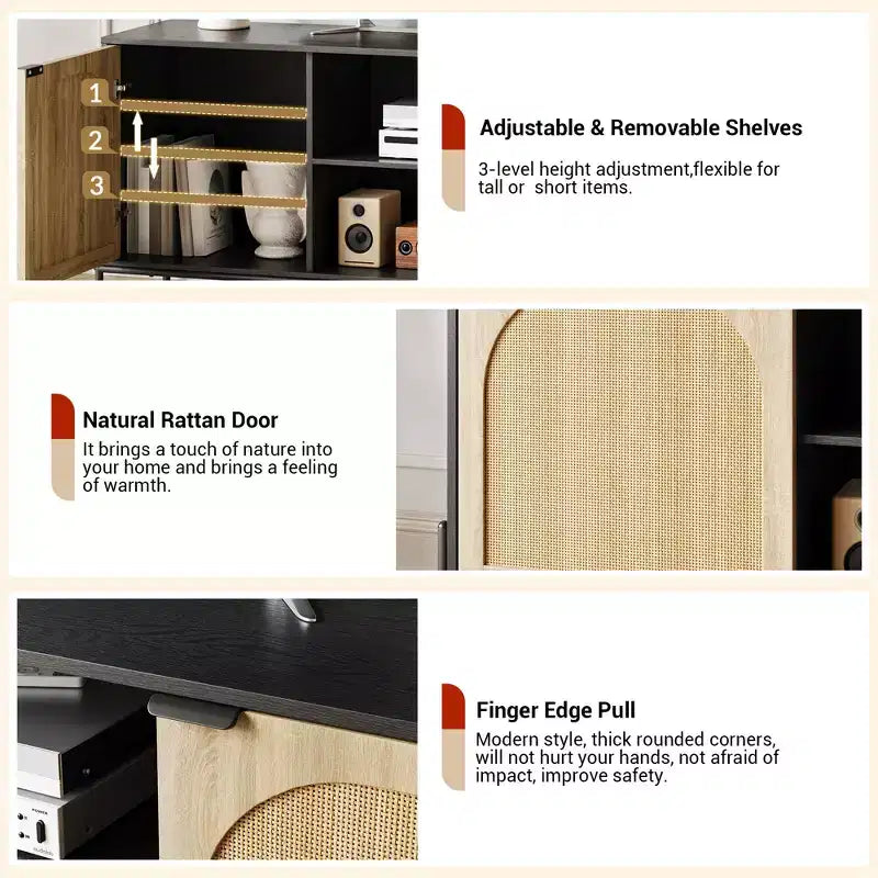 Meuble TV 3 tiroirs pour salon, meuble de rangement pour divertissement