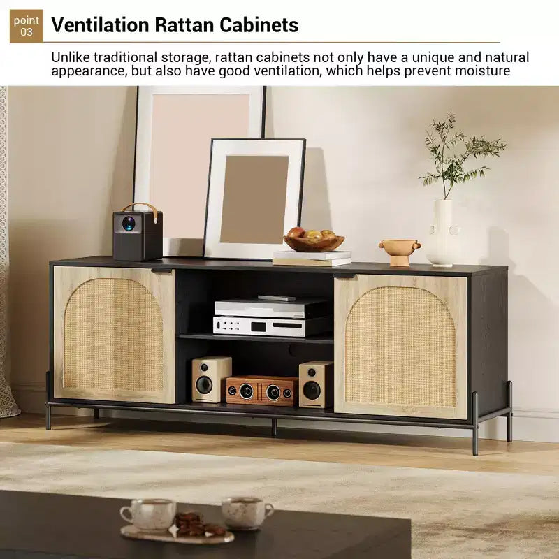 Meuble TV 3 tiroirs pour salon, meuble de rangement pour divertissement