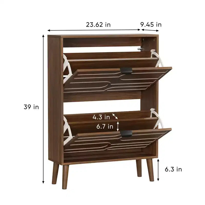 Meuble de rangement à chaussures autoportant moderne avec 2 tiroirs basculants