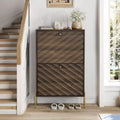 Okak Modern Freestanding Shoe Cabinet Organizer with 2 Flip Drawers,Mid-Century Storage Shoe Rack for Corridors, Entrances