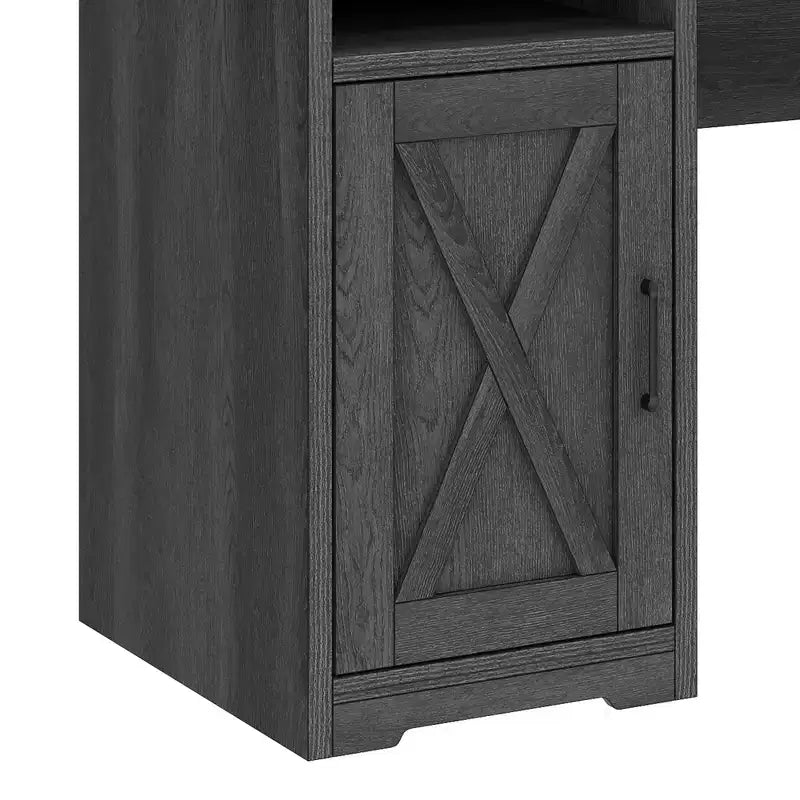 Bureau d'angle en L avec tiroir de classement et armoire de rangement