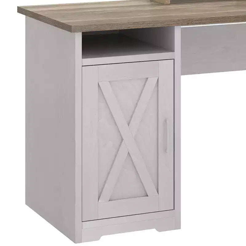 Bureau d'angle en L avec tiroir de classement et armoire de rangement