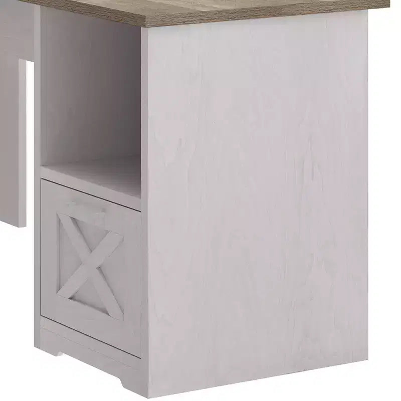 Bureau d'angle en L avec tiroir de classement et armoire de rangement