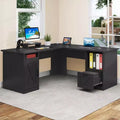 60 Inch L Shaped Desk Corner Computer Desk With File Drawer And Storage Cabinet For Home Office, Study Room