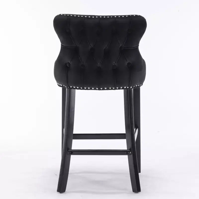 Tabourets de bar modernes en velours hauteur comptoir, tabourets de comptoir à dossier ailé