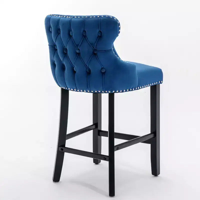 Tabourets de bar modernes en velours hauteur comptoir, tabourets de comptoir à dossier ailé