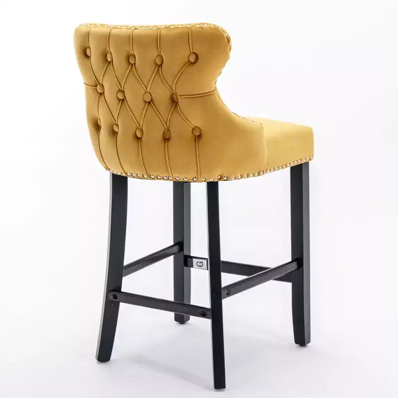 Tabourets de bar modernes en velours hauteur comptoir, tabourets de comptoir à dossier ailé
