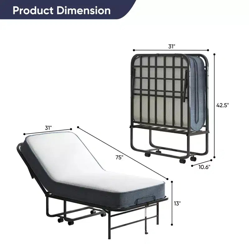 Lit pliant avec matelas de 12,7 cm, lit d'appoint portable, lit de camp