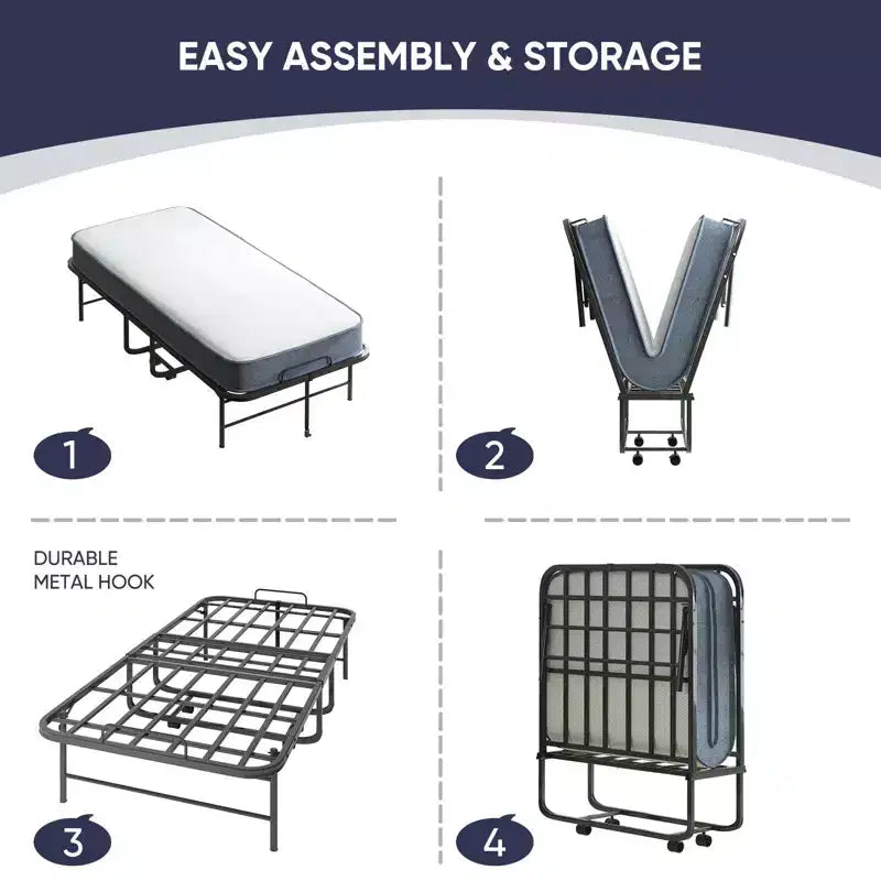 Lit pliant avec matelas de 12,7 cm, lit d'appoint portable, lit de camp