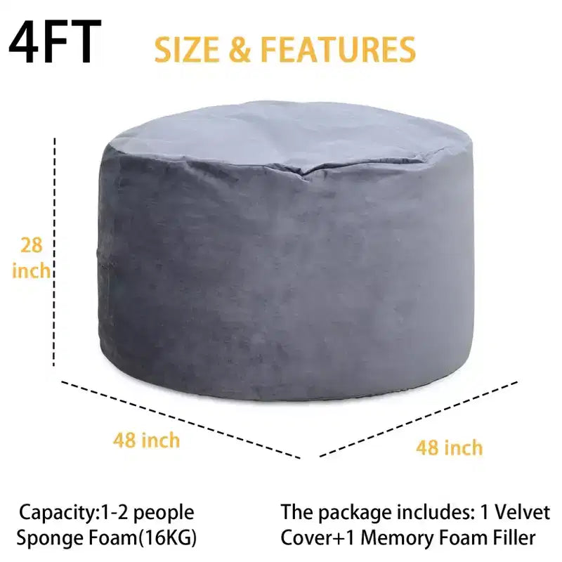 Grands poufs pour adultes/adolescents avec rembourrage en mousse déchiquetée