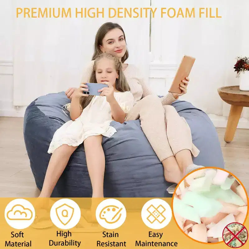 Grands poufs pour adultes/adolescents avec rembourrage en mousse déchiquetée