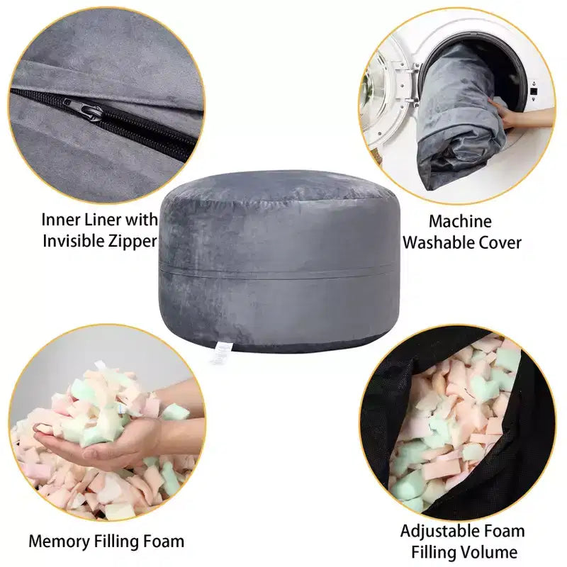 Grands poufs pour adultes/adolescents avec rembourrage en mousse déchiquetée