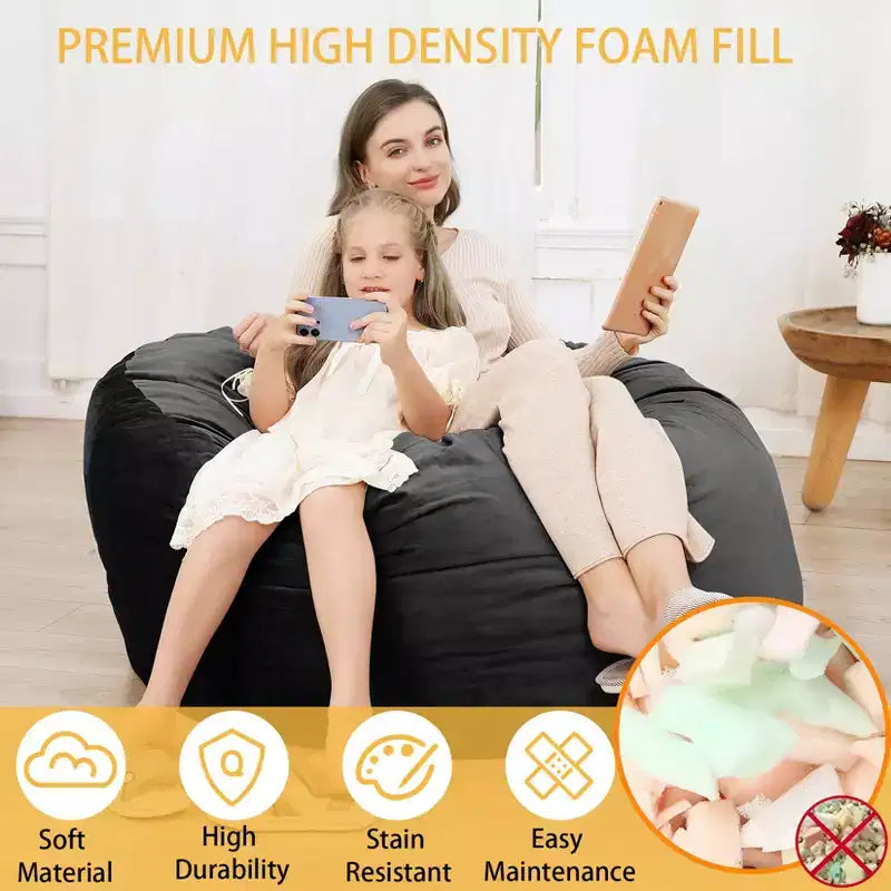 Grands poufs pour adultes/adolescents avec rembourrage en mousse déchiquetée