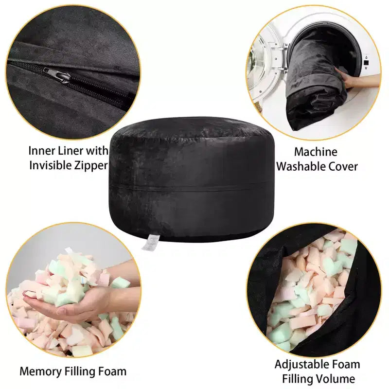 Grands poufs pour adultes/adolescents avec rembourrage en mousse déchiquetée